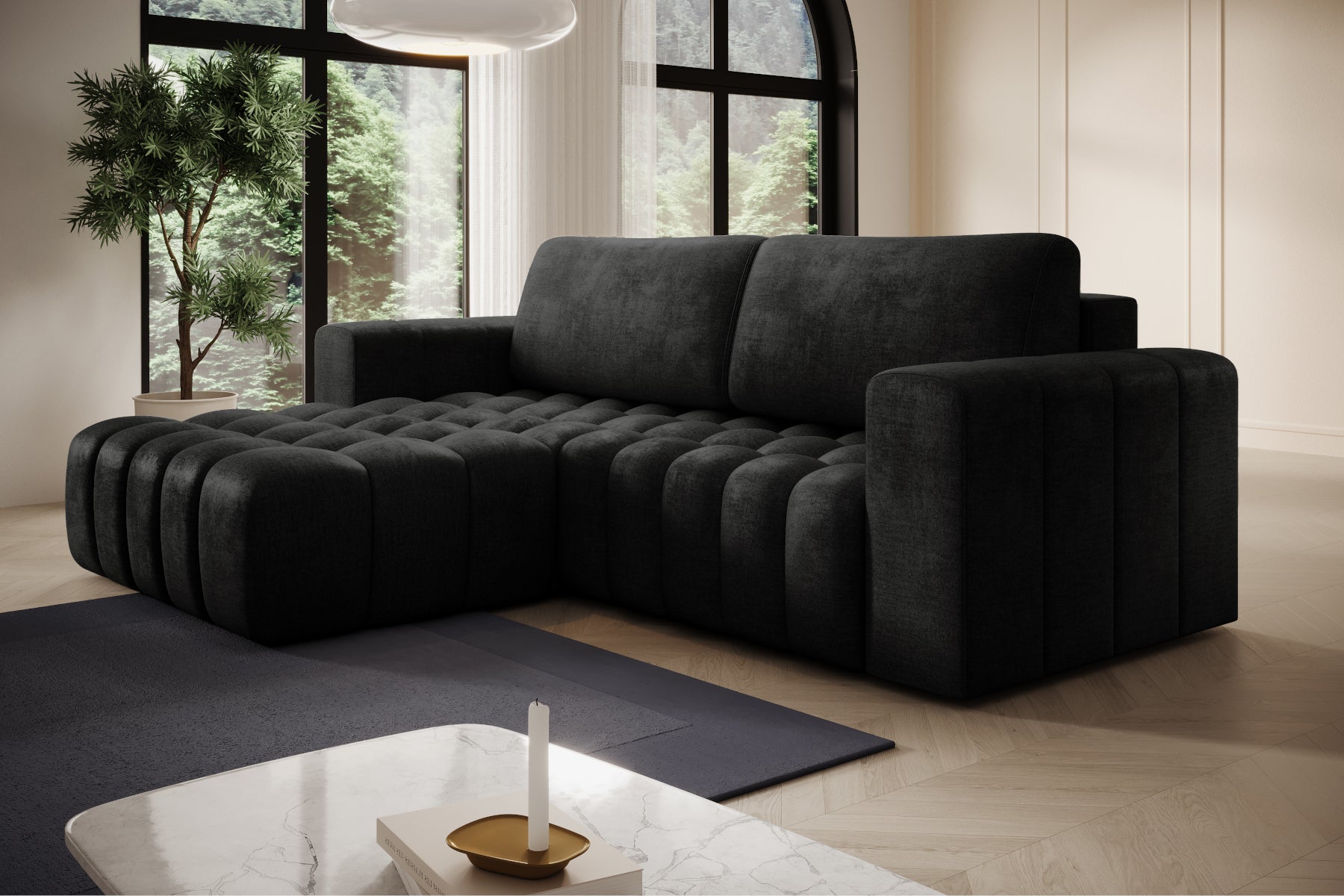 Bonett w aranżacji — widok boczny na szezlong, Monolith 97, układ lewy.