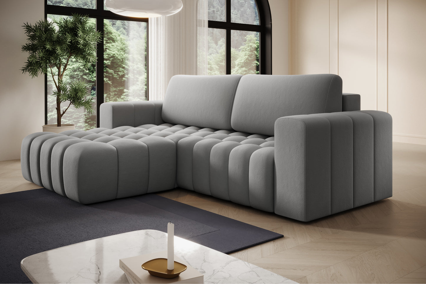 Bonett w aranżacji – widok boczny na szezlong, układ lewy.