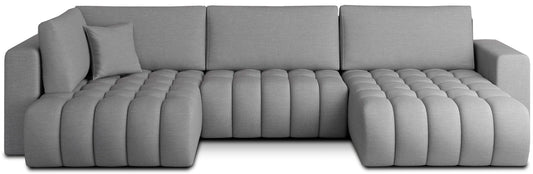 Narożnik Bonito, modułowa sofa narożna w tkaninie Flores 04 szary, widok z przodu na białym tle