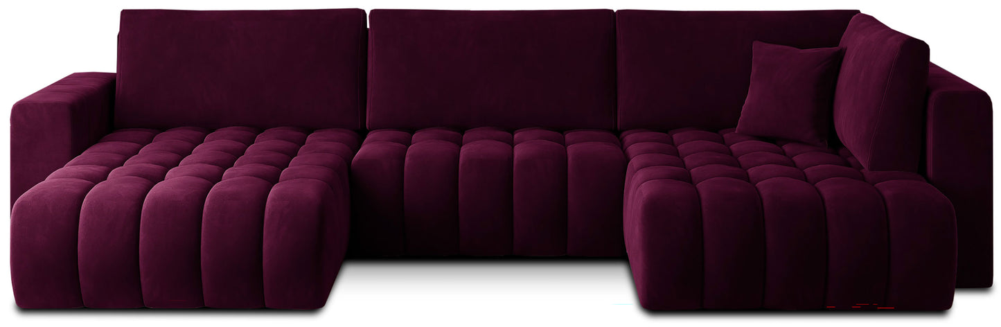 Narożnik Bonito, modułowa sofa narożna w tkaninie Velvetmat 25 czerwony, widok z przodu na białym tle