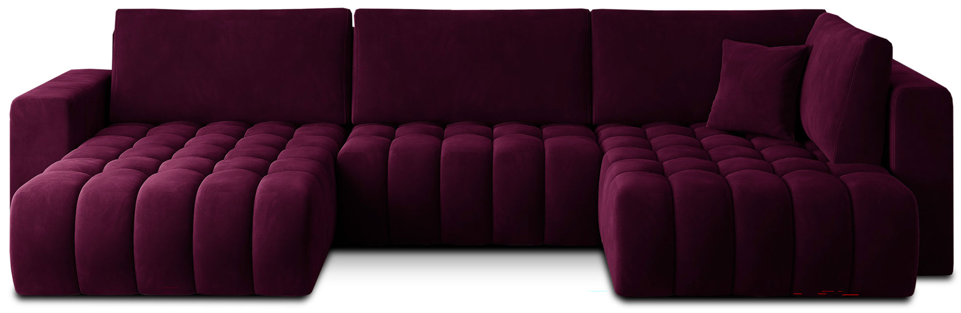 Narożnik Bonito, modułowa sofa narożna w tkaninie Velvetmat 25 czerwony, widok z przodu na białym tle