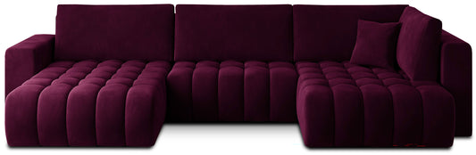 Narożnik Bonito, modułowa sofa narożna w tkaninie Velvetmat 25 czerwony, widok z przodu na białym tle