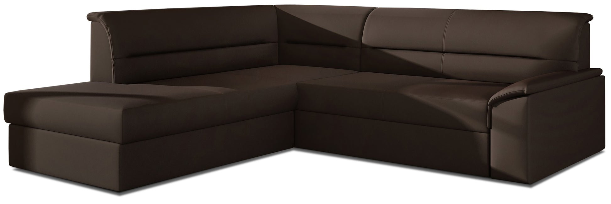 Brązowy narożnik Elano lewy w tkaninie Soft 66 wyróżnia się nowoczesnym designem, prostą bryłą oraz eleganckim wykończeniem. Komfortowy narożnik do salonu zapewnia wygodne miejsce do codziennego relaksu i doskonale wpisuje się w klasyczne oraz nowoczesne aranżacje wnętrz.