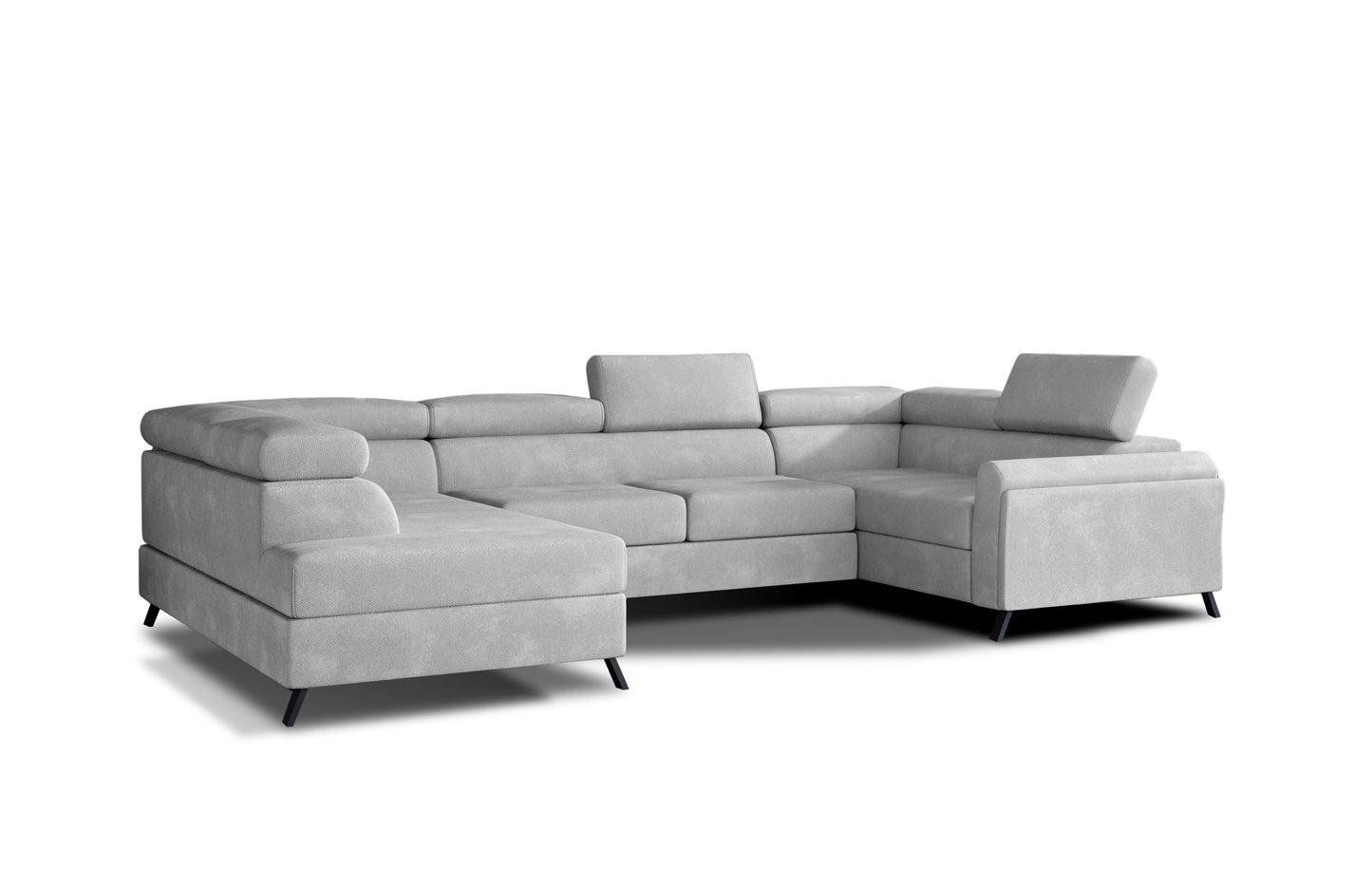 Designerski narożnik Escada lewy Paros 05 jasnoszary z komfortowym siedziskiem i funkcją relaksu, świetny do przestronnego salonu.