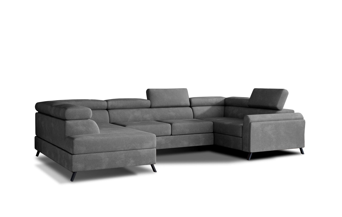 Narożnik Escada lewy Paros 06 w kolorze ciemnoszarym – nowoczesna sofa narożna na czarnych nogach, idealna do salonu.