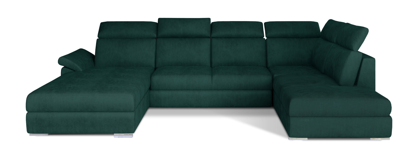 1.
Modny narożnik Evanell w zielonym kolorze z tkaniny Monolith 37 stanowi efektowny element wyposażenia salonu, łącząc nowoczesny design z wygodą użytkowania i tworząc przytulną przestrzeń do codziennego relaksu