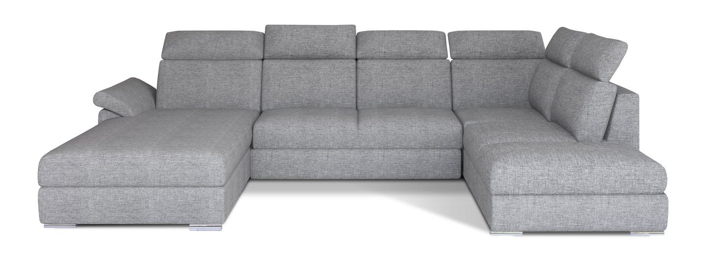 Prosty w formie narożnik Evanell w kolorze szarym z tkaniny Sawana 21 doskonale sprawdzi się w nowoczesnym salonie, oferując wygodną przestrzeń do wypoczynku i uniwersalny design łatwy do dopasowania do różnych aranżacji