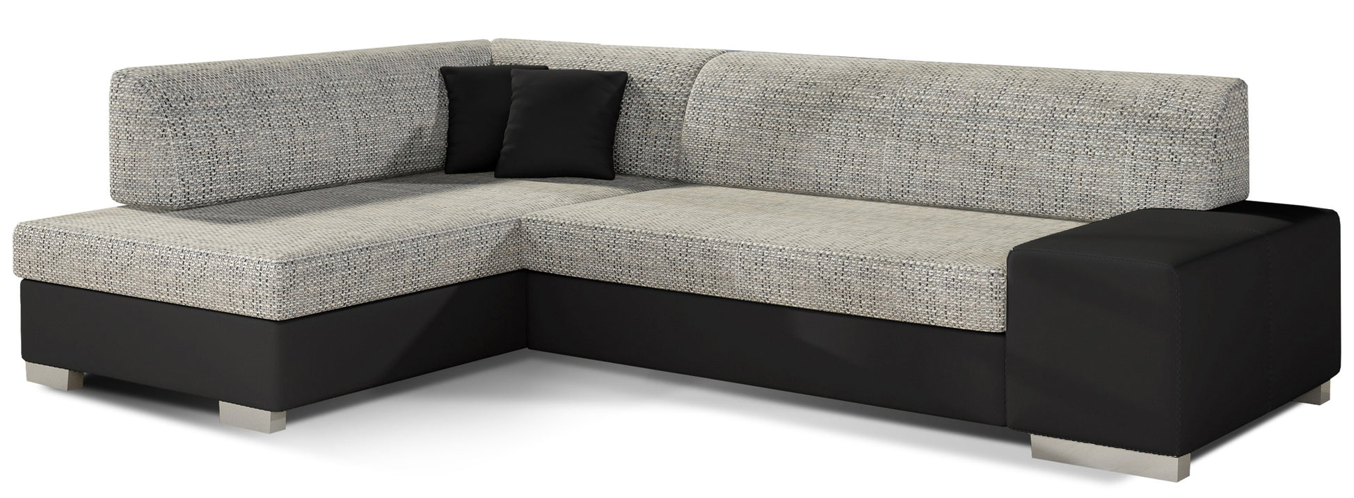 Narożnik Fabio ELTAP, układ lewy, tkaniny Berlin 01 szary i Soft 11 czarny – packshot na białym tle