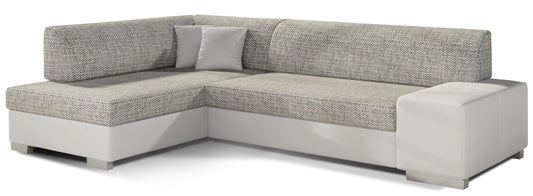 Narożnik Fabio ELTAP, układ lewy, tkaniny Berlin 01 szary i Soft 17 biały – packshot na białym tle