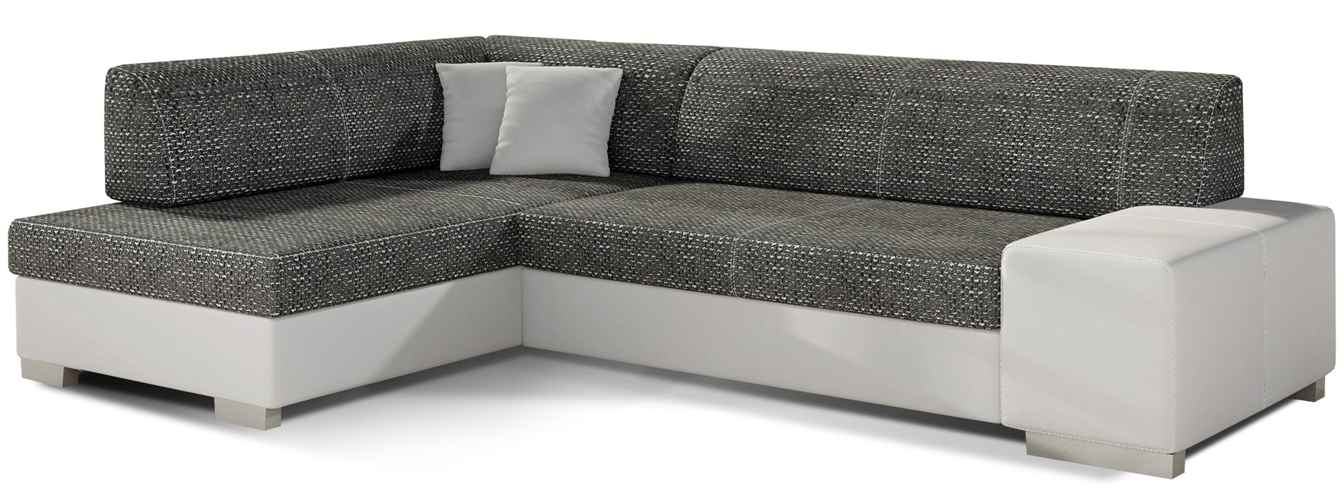 Narożnik Fabio ELTAP, układ lewy, tkaniny Berlin 02 ciemnoszary i Soft 17 biały – packshot na białym tle