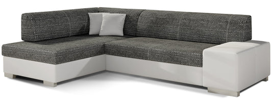 Narożnik Fabio ELTAP, układ lewy, tkaniny Berlin 02 ciemnoszary i Soft 17 biały – packshot na białym tle