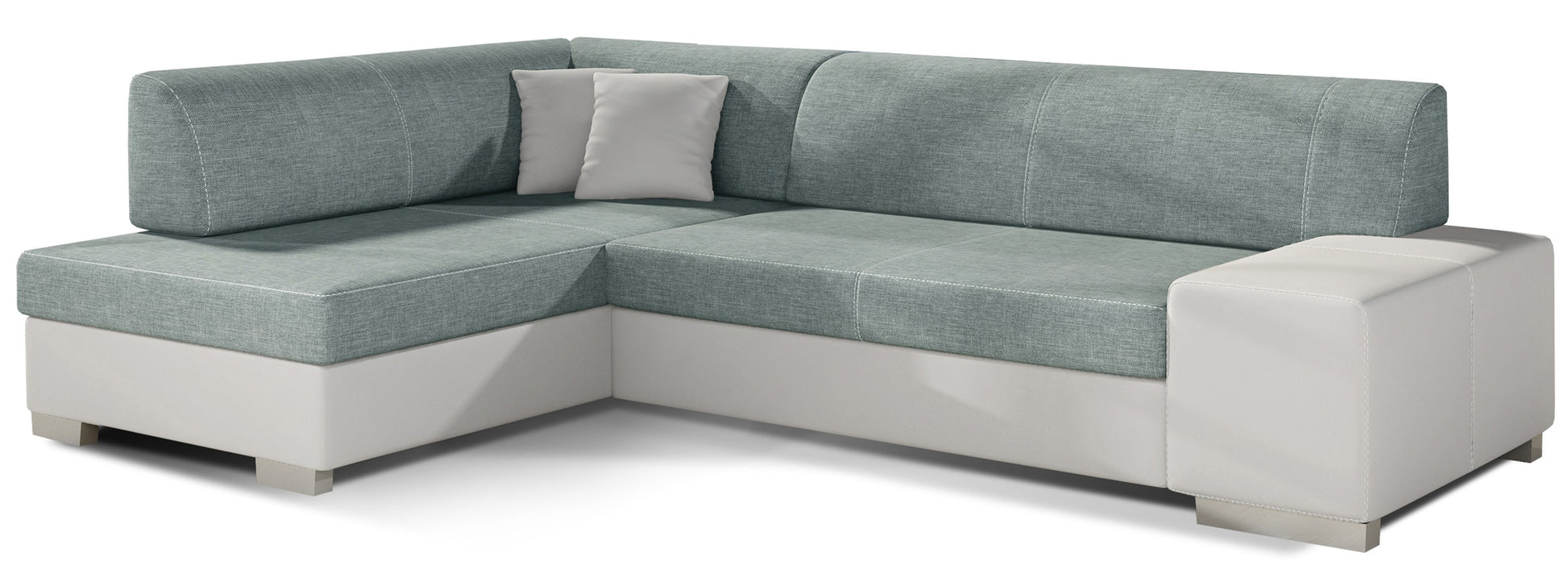 Narożnik Fabio ELTAP, układ lewy, tkaniny Cover 70 jasnoniebieski i Soft 17 biały – packshot na białym tle