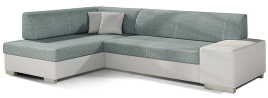 Narożnik Fabio ELTAP, układ lewy, tkaniny Cover 70 jasnoniebieski i Soft 17 biały – packshot na białym tle