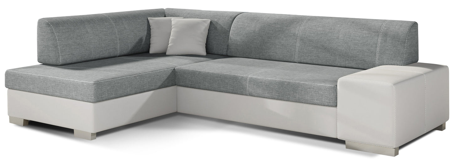 Narożnik Fabio ELTAP, układ lewy, tkaniny Cover 83 szary i Soft 17 biały – packshot na białym tle