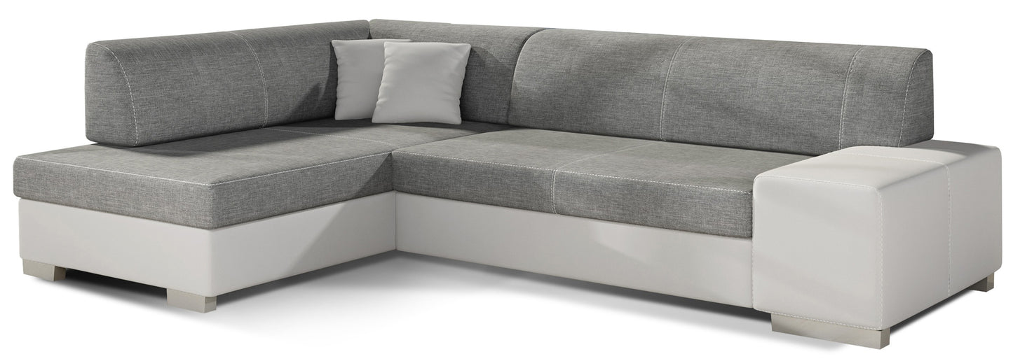 Narożnik Fabio ELTAP, układ lewy, tkaniny Sawana 05 ciemnoszary i Soft 17 biały – packshot na białym tle