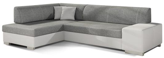 Narożnik Fabio ELTAP, układ lewy, tkaniny Sawana 05 ciemnoszary i Soft 17 biały – packshot na białym tle