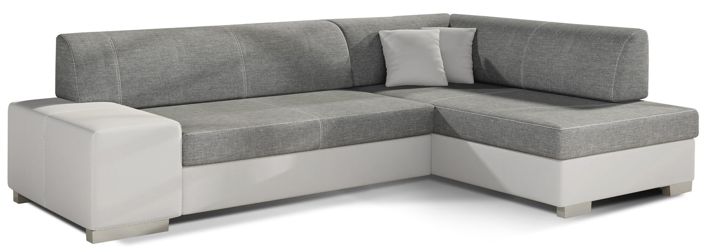 Narożnik Fabio ELTAP, układ prawy, tkaniny Sawana 05 ciemnoszary i Soft 17 biały – packshot na białym tle