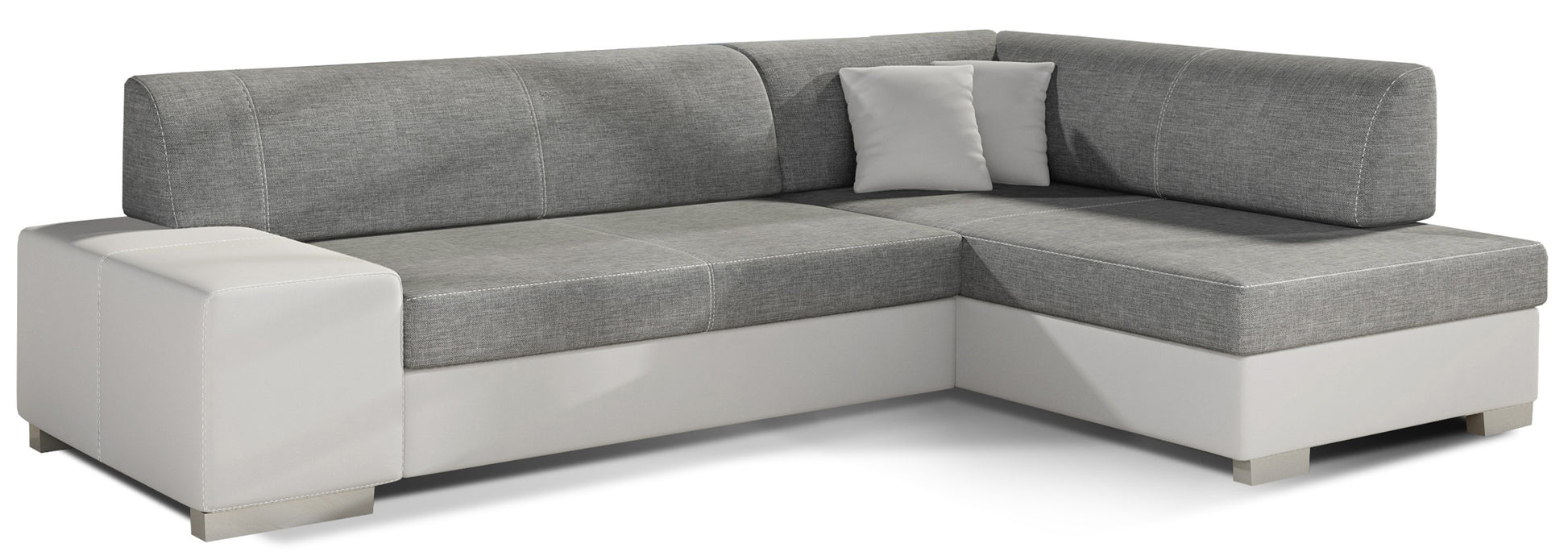 Narożnik Fabio ELTAP, układ prawy, tkaniny Sawana 05 ciemnoszary i Soft 17 biały – packshot na białym tle