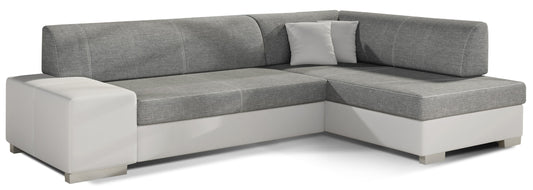 Narożnik Fabio ELTAP, układ prawy, tkaniny Sawana 05 ciemnoszary i Soft 17 biały – packshot na białym tle