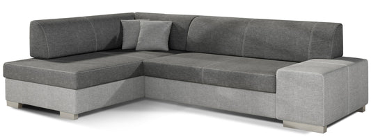 Narożnik Fabio ELTAP, układ lewy, tkaniny Sawana 05 szary i Sawana 21 jasnoszary – packshot na białym tle