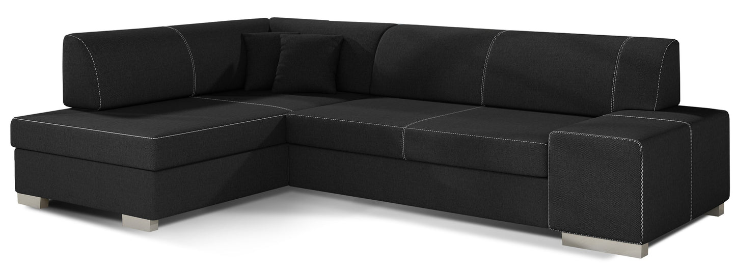 Narożnik Fabio ELTAP, układ lewy, tkanina Sawana 14 czarny – packshot na białym tle