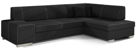 Narożnik Fabio ELTAP, układ prawy, tkanina Sawana 14 czarny – packshot na białym tle