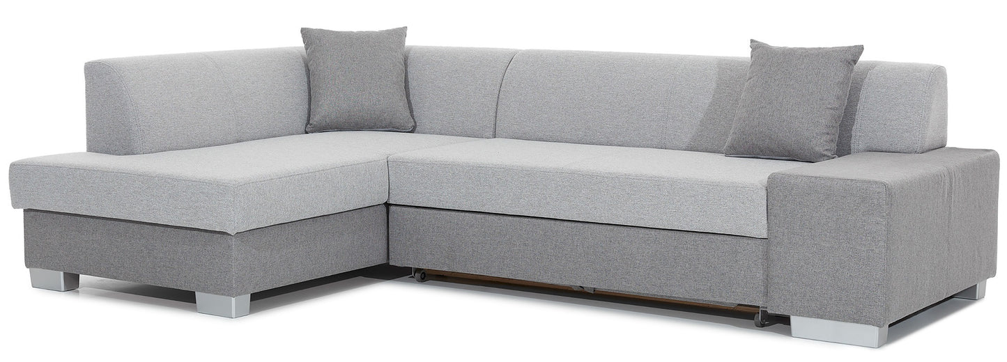 Narożnik Fabio ELTAP, układ lewy, tkaniny Sawana 21 jasnoszary i Sawana 05 szary – packshot na białym tle