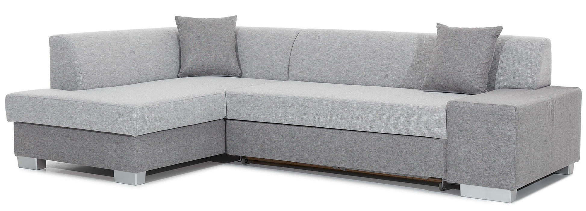 Narożnik Fabio ELTAP, układ lewy, tkaniny Sawana 21 jasnoszary i Sawana 05 szary – packshot na białym tle