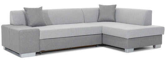 Narożnik Fabio ELTAP, układ prawy, tkaniny Sawana 21 jasnoszary i Sawana 05 szary – packshot na białym tle