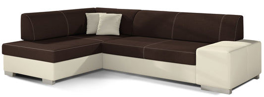 Narożnik Fabio ELTAP, układ lewy, tkaniny Sawana 26 brązowy i Soft 33 beżowy – packshot na białym tle