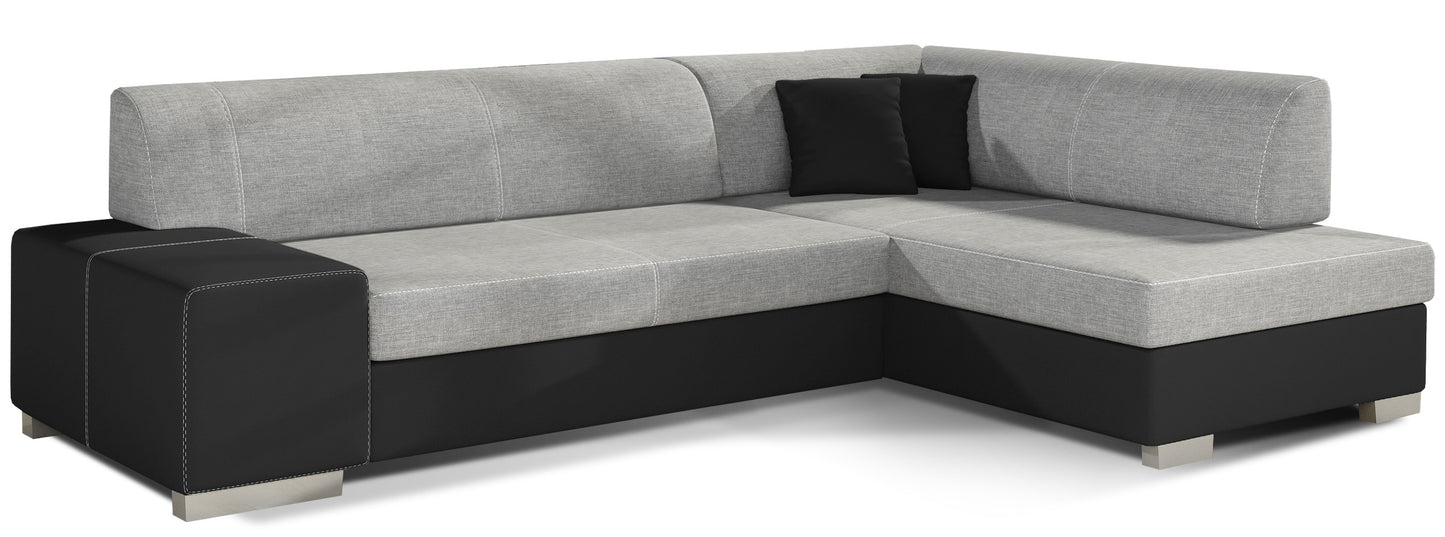 Narożnik Fabio ELTAP w jasnoszaro-czarnej kolorystyce, Sawana 21 / Sawana 14, układ prawy – widok pod kątem