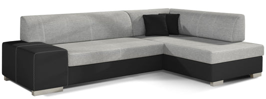 Narożnik Fabio ELTAP w jasnoszaro-czarnej kolorystyce, Sawana 21 / Sawana 14, układ prawy – widok pod kątem