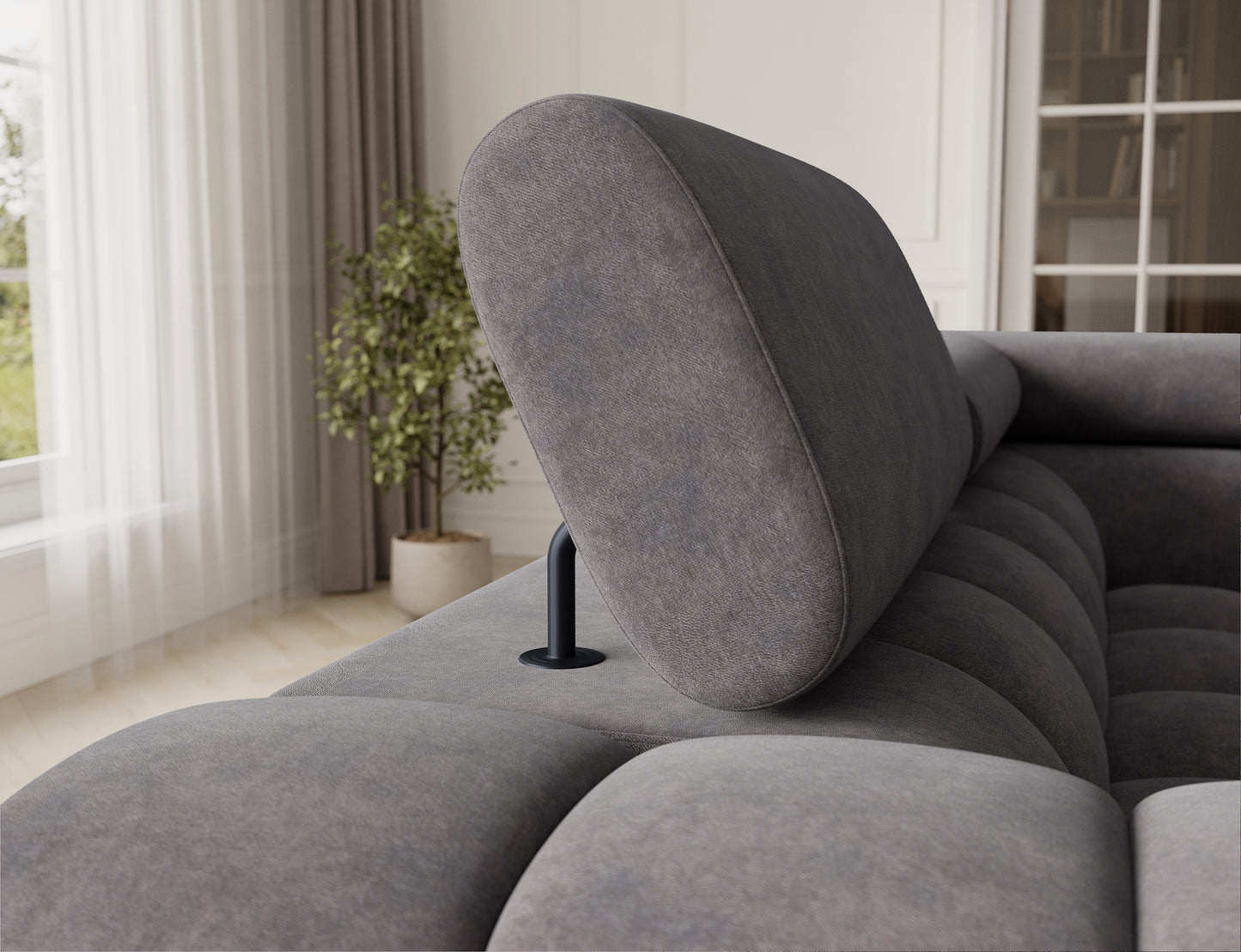 Narożnik Fectory z funkcją spania, ukazujący mechanizm, który umożliwia szybkie przekształcenie sofy w łóżko.