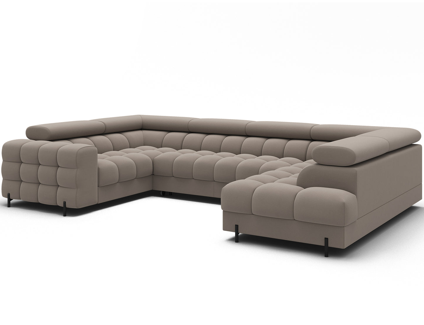 Elegancki narożnik w odcieniu jasny beż z funkcją spania, idealny do nowoczesnych wnętrz. Funkcjonalny design i wygoda na co dzień.
