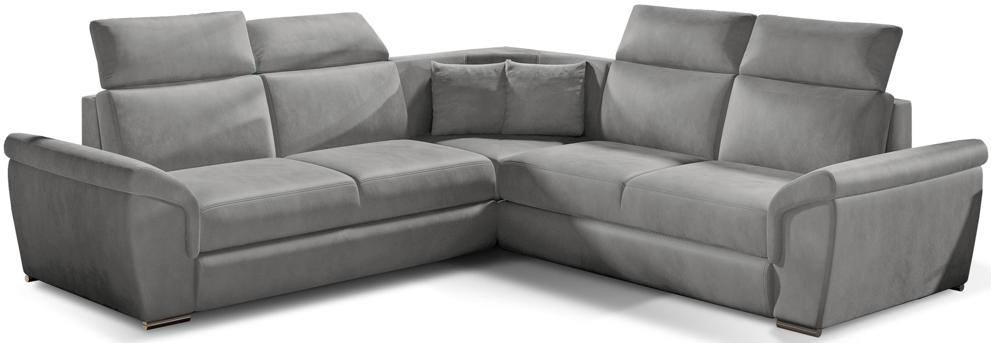 Narożnik Federico w tkaninie Monolith 84 jasnoszary, układ uniwersalny, widok frontowy.