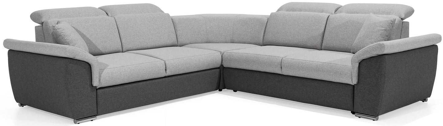 Narożnik Federico, Sawana 21 jasnoszary / Sawana 05 szary, układ uniwersalny, ujęcie frontowe.