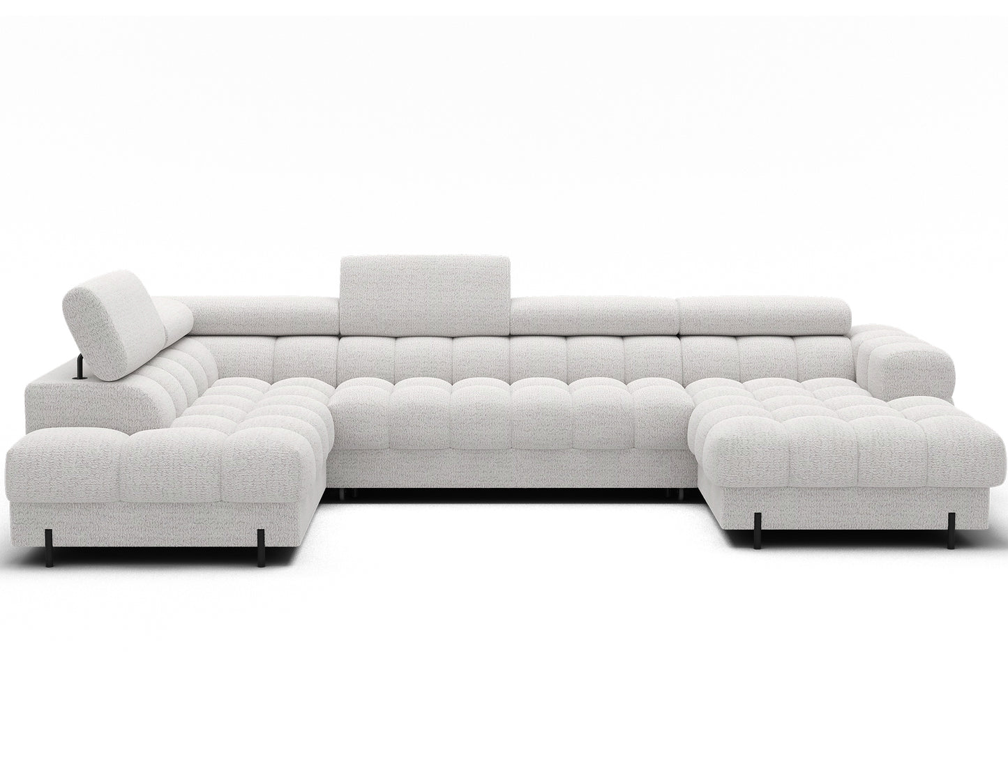 Nowoczesny narożnik Feraria lewy w białej tkaninie Royal 01, komfortowy i idealny do stylowego salonu.