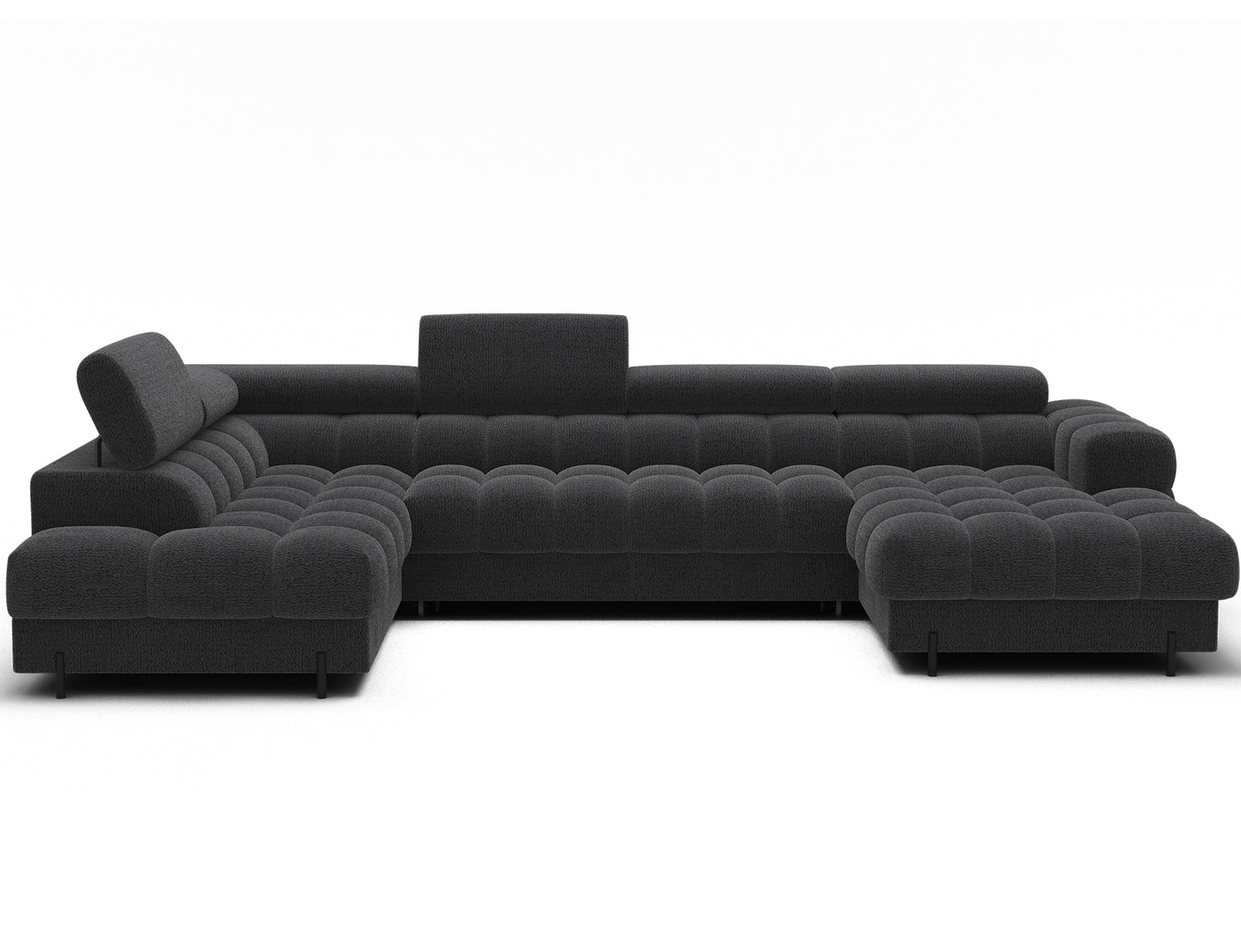 Narożnik Feraria w wersji lewej, tkanina Royal 05 ciemnoszary – komfortowy układ U-Form prezentowany z przodu.