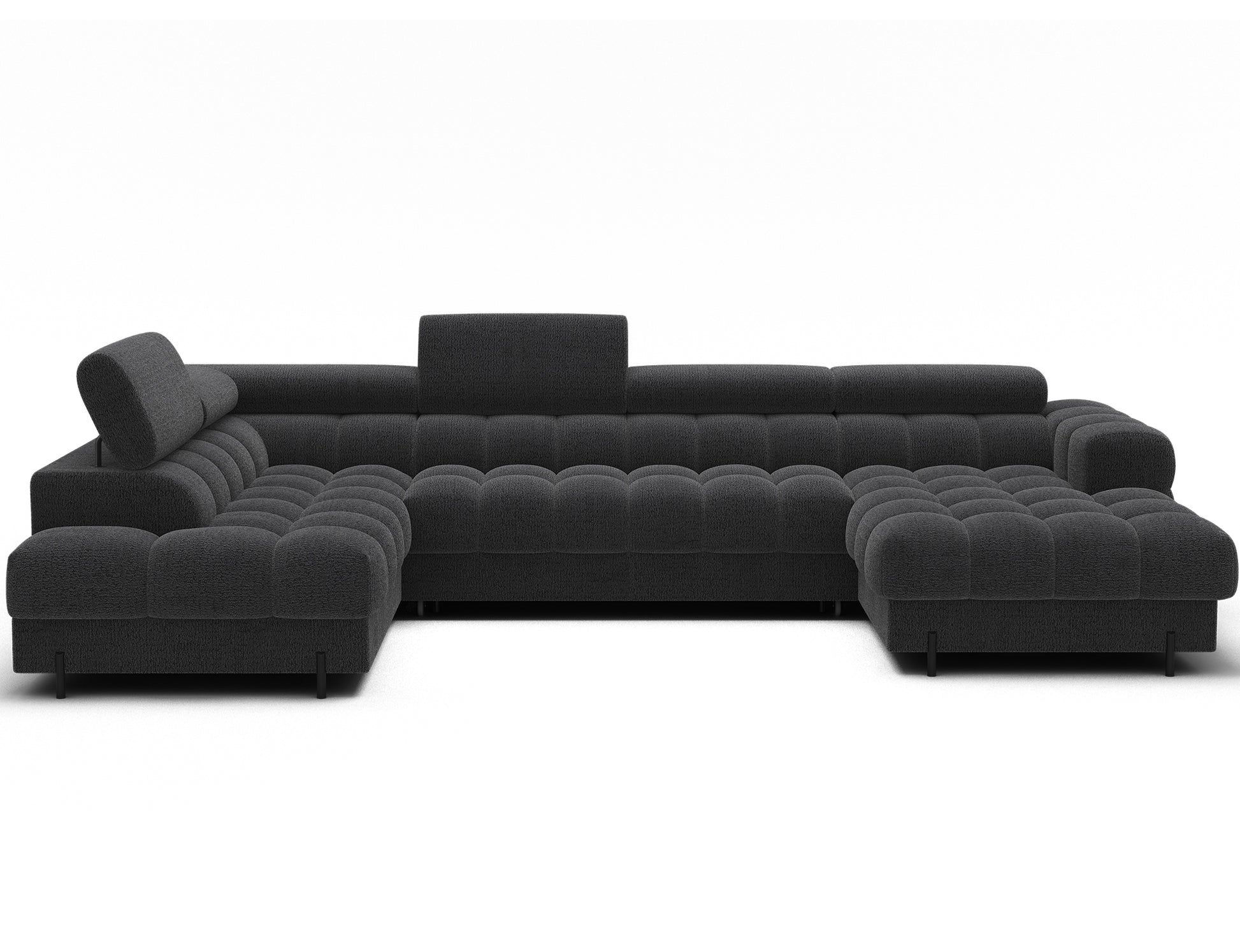 Narożnik Feraria w wersji lewej, tkanina Royal 05 ciemnoszary – komfortowy układ U-Form prezentowany z przodu.