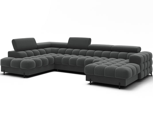 Nowoczesny narożnik Feraria lewy w tkaninie Sola 06 ciemny szary, elegancki design, komfort i styl do każdego salonu.