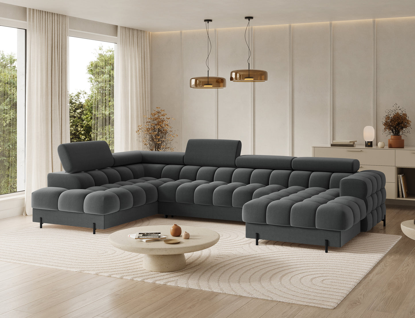 Stylowy narożnik Feraria lewy Sola 06 szary – wygodny, praktyczny i nowoczesny, idealny do salonu w każdym stylu.