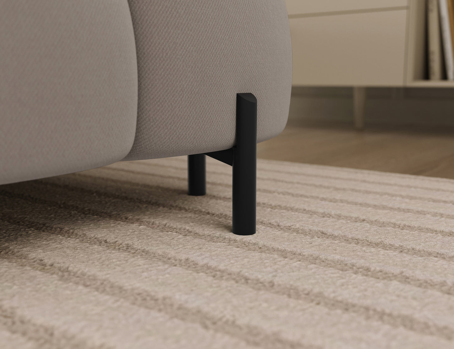 Metalowa noga narożnika Feraria lewy beżowy Sola 18 – stabilna podstawa i nowoczesny akcent w eleganckim meblu wypoczynkowym