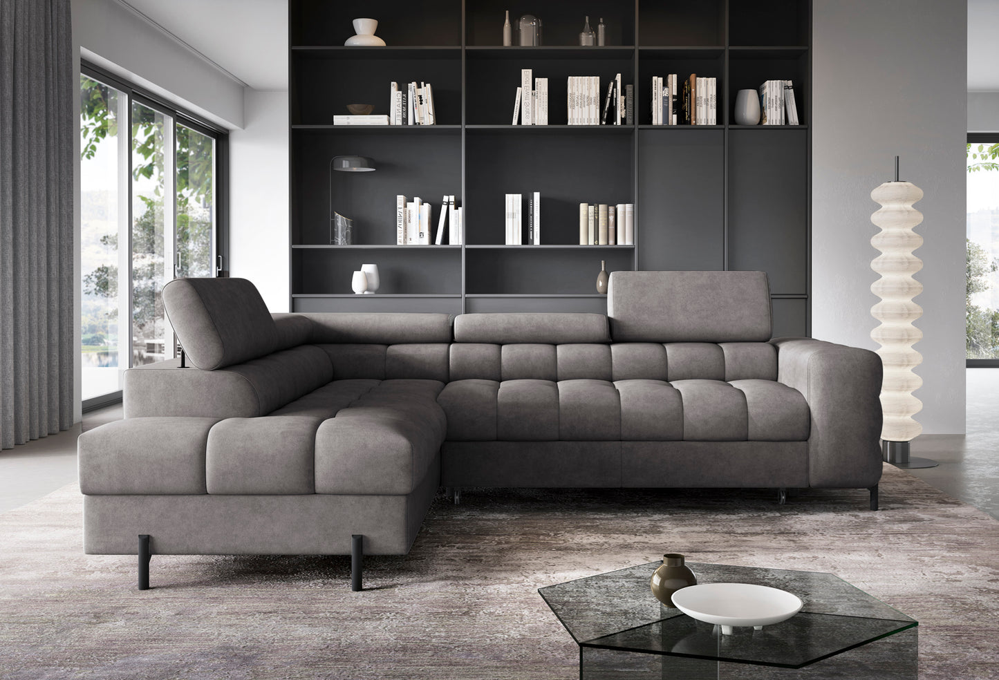 Narożnik Ferucce lewy w odcieniu Aura 04 to eleganckie połączenie funkcjonalności, komfortu i nowoczesnego designu dla wymagających.