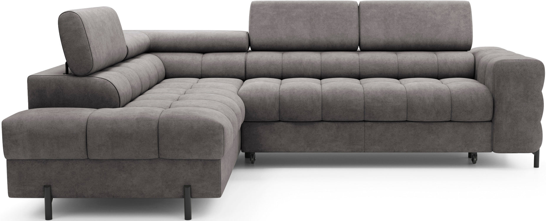 Narożnik Ferucce lewy w tkaninie Aura 04 w odcieniu szarości – wygoda, styl i funkcjonalność w perfekcyjnej harmonii.