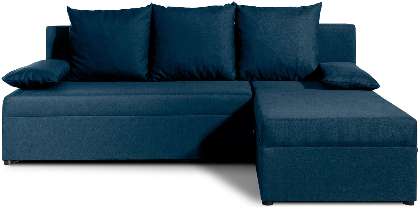 Narożnik Gino w kolorze Nube 40 granatowy, uniwersalny układ, widok na białym tle.