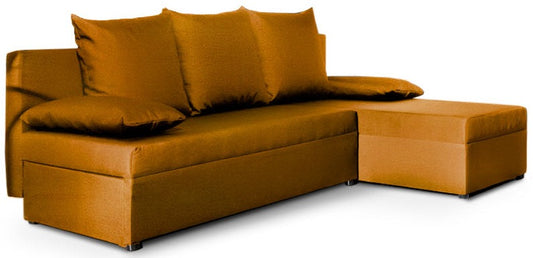 Narożnik Gino w kolorze Nube 45 żółty, uniwersalny układ, widok na białym tle.