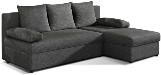 Narożnik Gino w kolorze Sawana 05 ciemnoszary, uniwersalny układ, widok na białym tle.