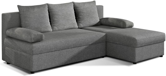 Narożnik Gino w kolorze Sawana 21 szary, uniwersalny układ, widok na białym tle.