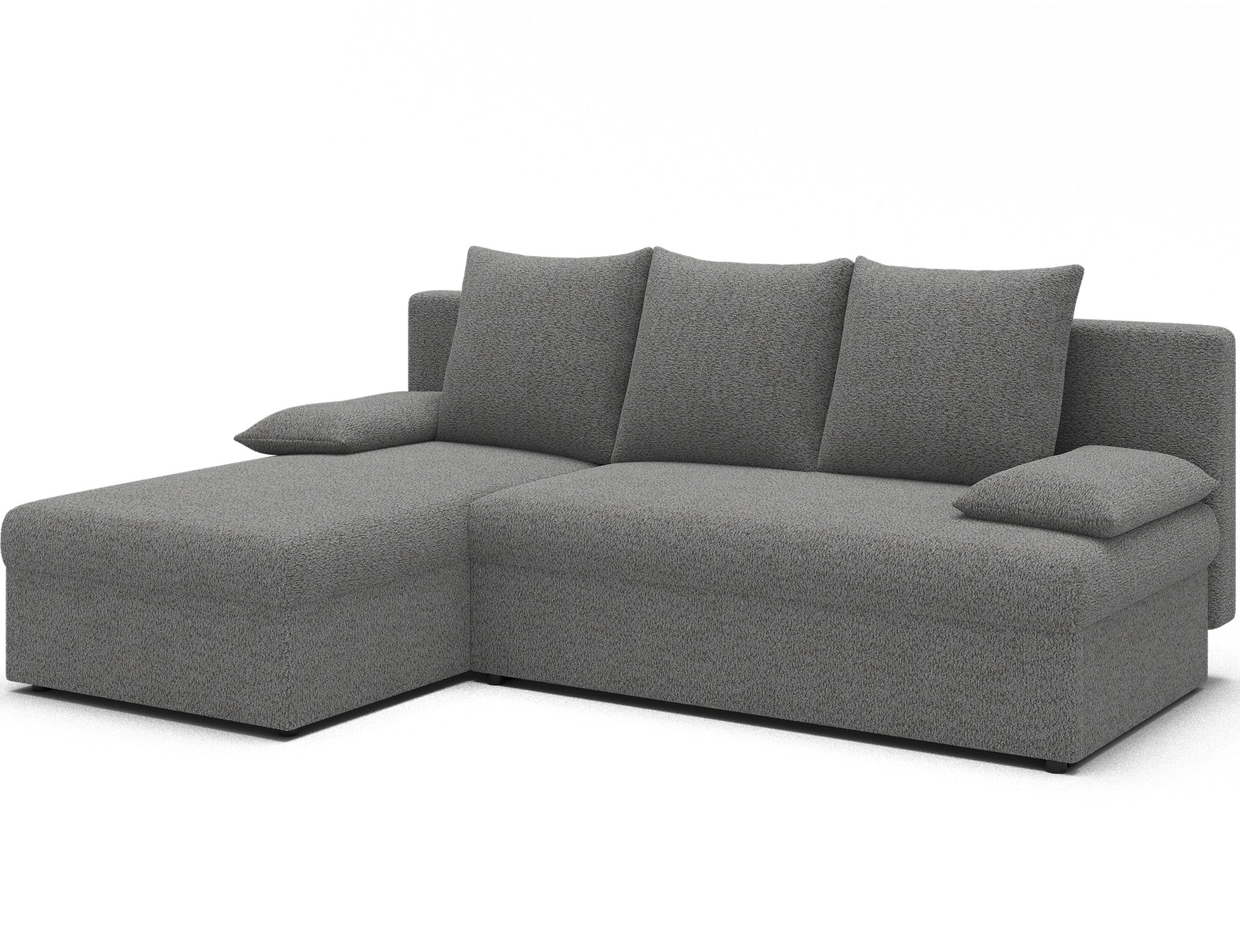 Sofa narożna Gino uniwersalna Royal 04 jasny stalowy – widok pod kątem, elegancki design i wygoda użytkowania