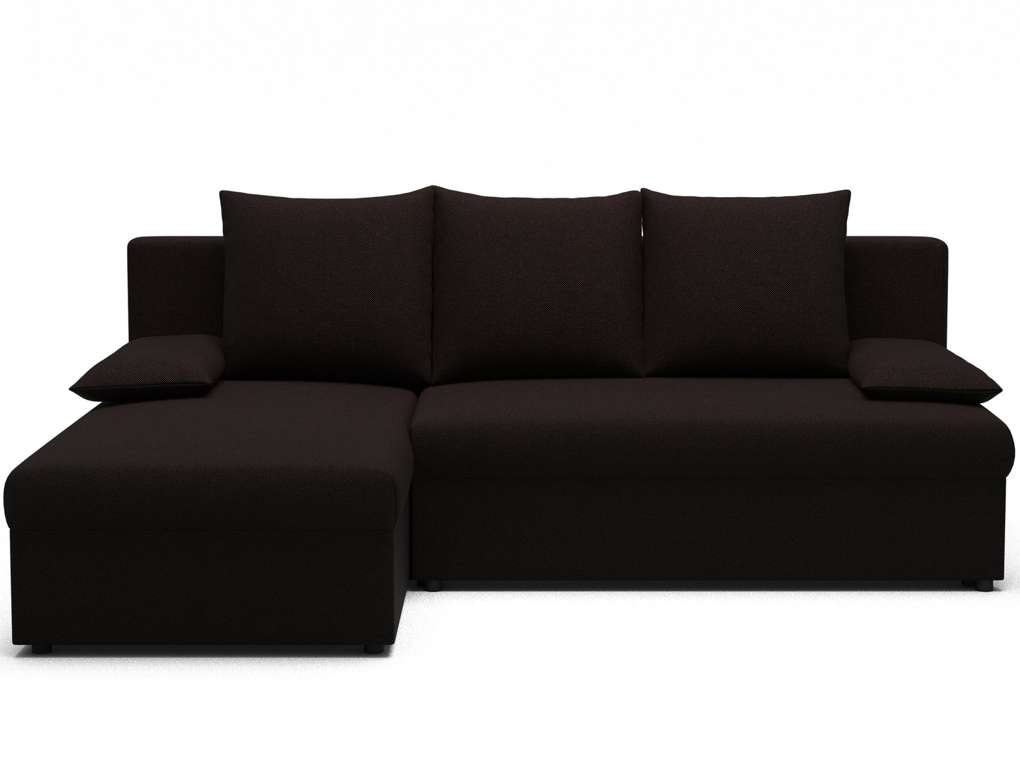 Sofa narożna Gino uniwersalna w kolorze kawowym Sawana 26, przestronne siedzisko i proste, eleganckie linie